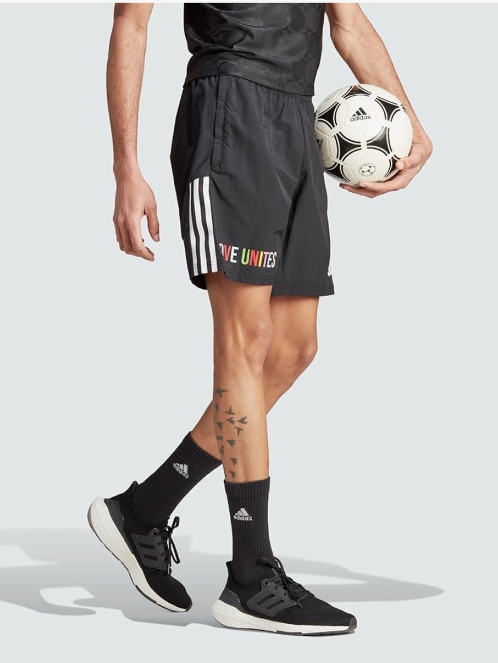adidas Men’s Black Athletic Shorts “love unites” large